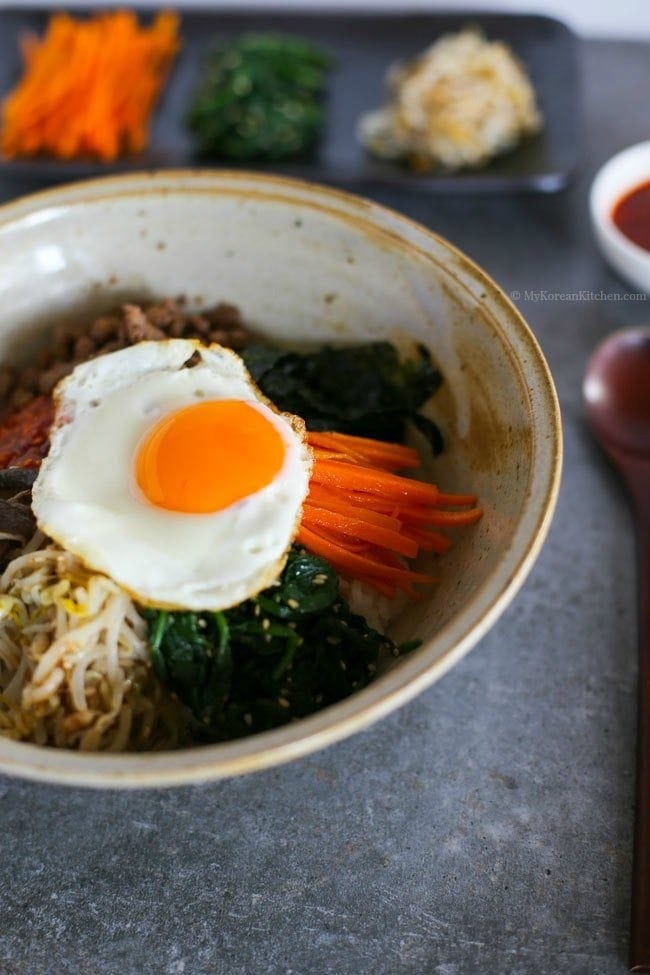 Bibimbap - Korean Mixed Rice with Meat and Assorted Vegetables