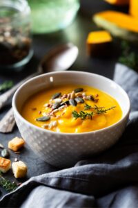 Bowl of Homemade Pumpkin Cream Soup