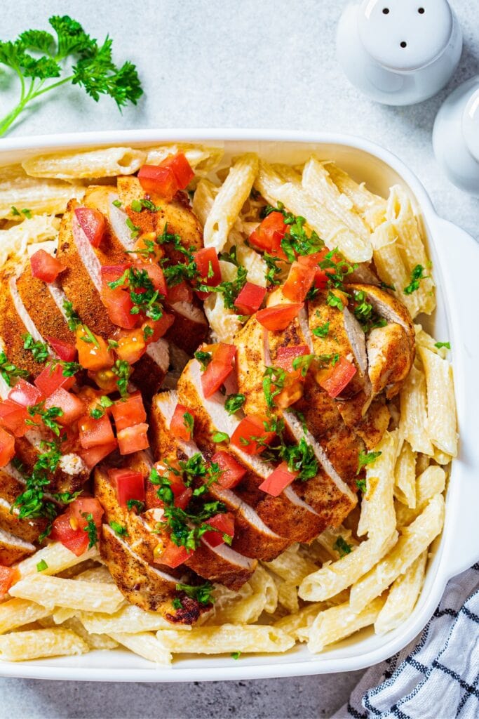 Cajun Chicken Pasta with Cheese and Tomatoes