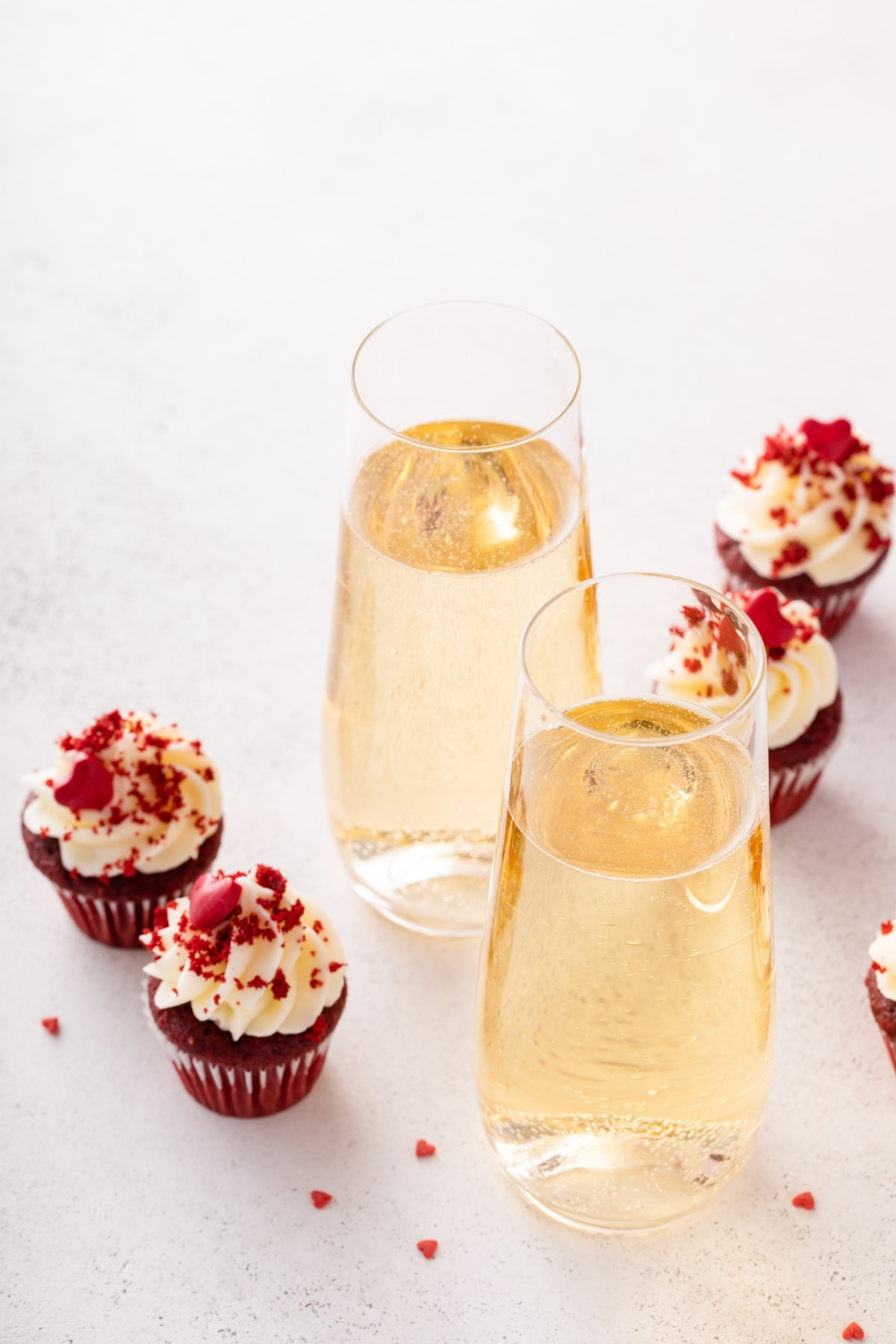 Champagne or Sparkling Wines for Two with Mini Red Velvet Cupcakes