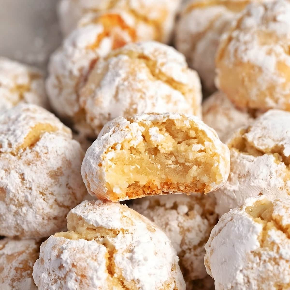 Chewy Amaretti Cookies with Powdered Sugar
