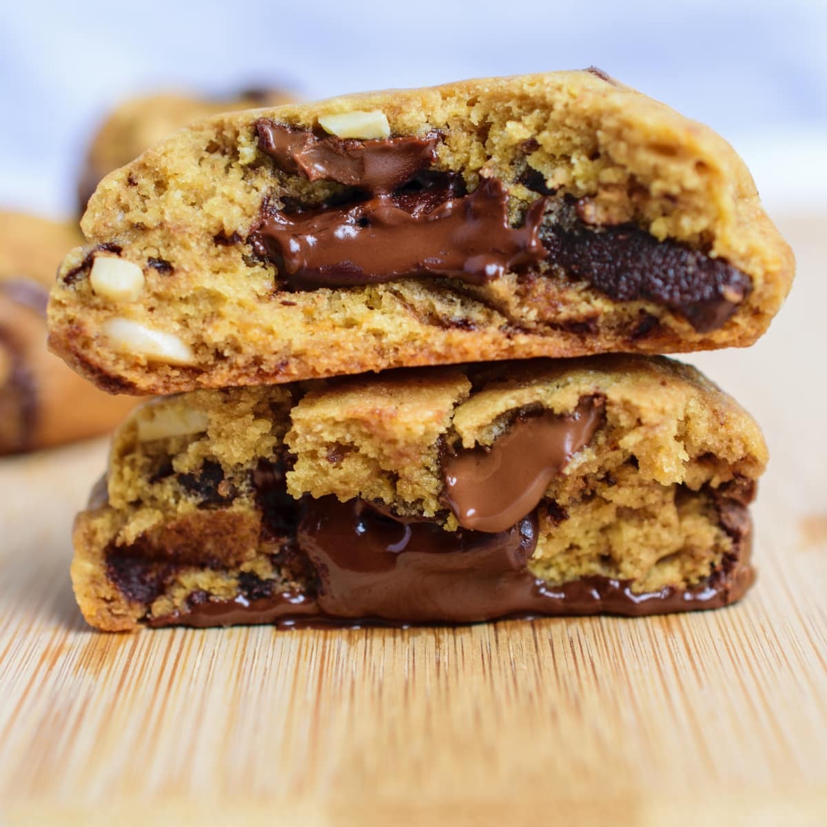 Chocolate and Chewy Cookie Cut in Half