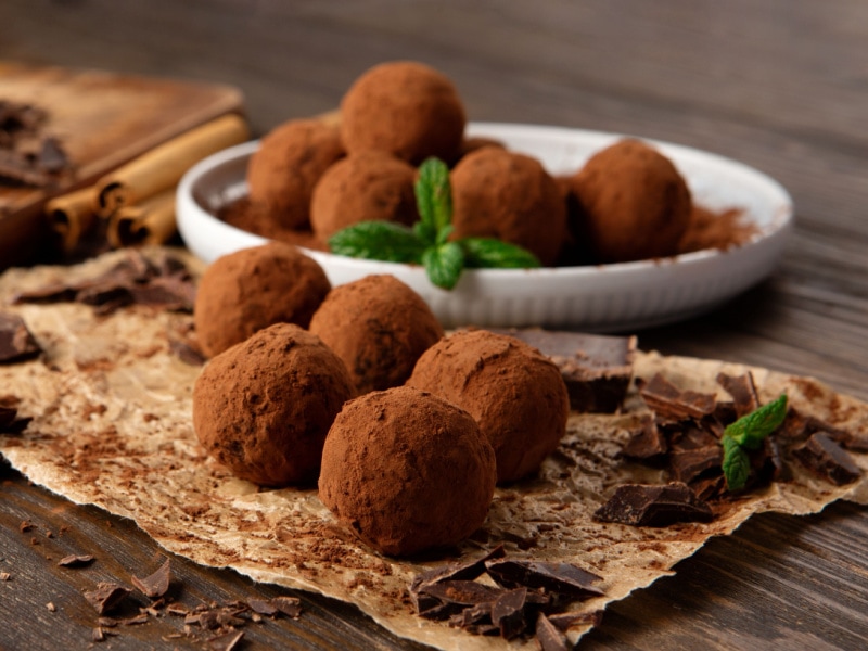 Chocolate Truffles Covered with Cocoa Powder