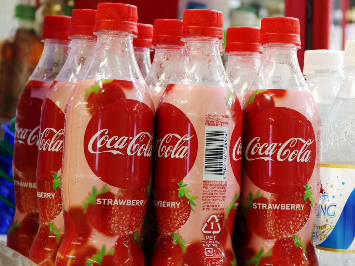 Coca-Cola Strawberry on a Rack Displayed for Selling