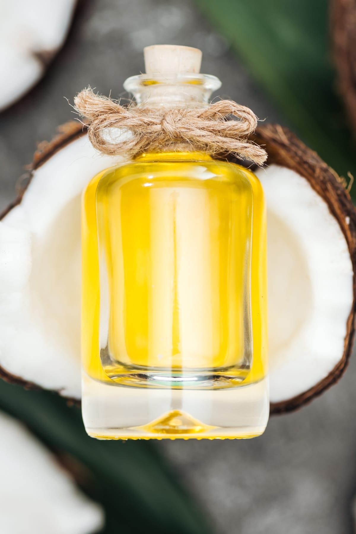 Coconut Oil in Bottle Top View