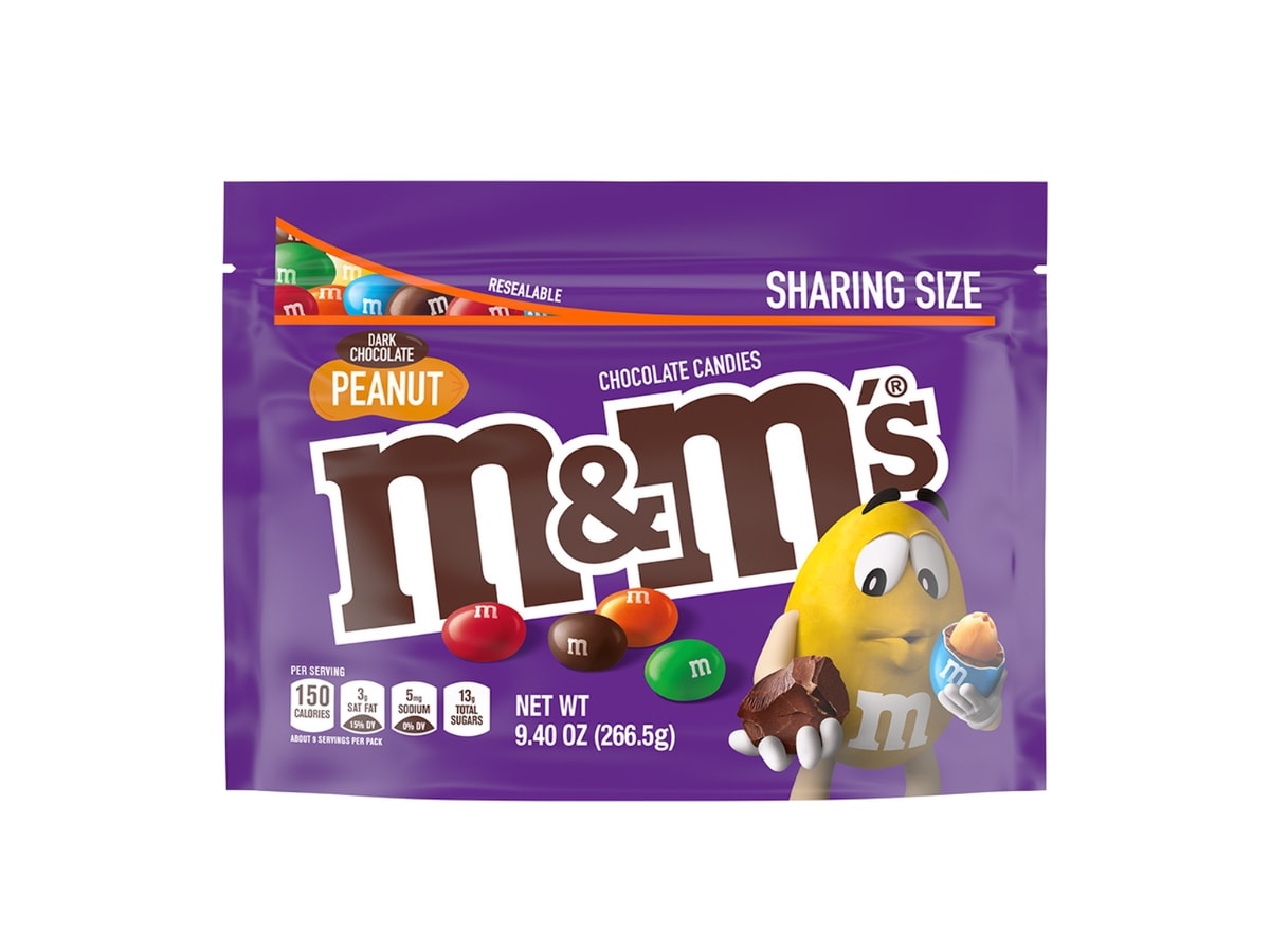 Dark Purple Sharing Size Bag of Dark Chocolate Peanut M&Ms