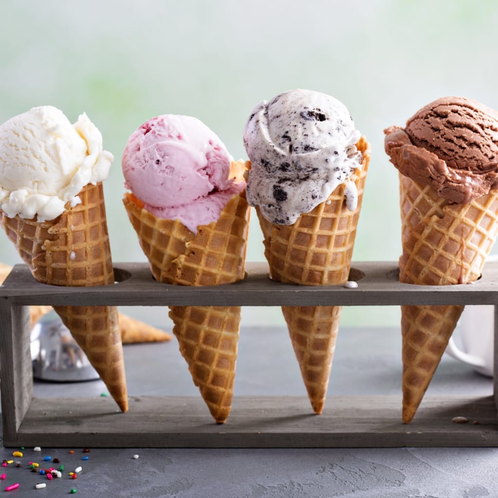Different Ice Cream Flavors in Cones