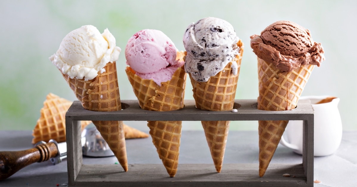 Different Ice Cream Flavors in Cones
