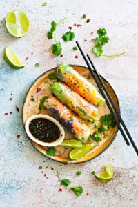 Fresh Summer Rolls with Sauce and Lime