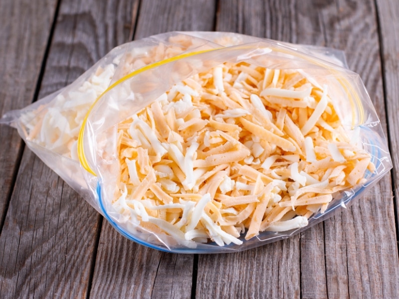 Frozen Grated Cheese Inside a Ziploc