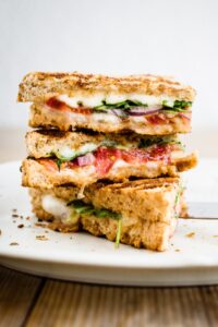 Healthy Homemade Vegetarian Panini with Tomatoes and Cheese