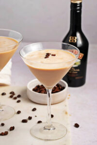 Homemade Boozy, Sweet and Creamy Espresso Martini with Baileys and Coffee Beans