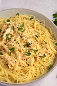 Homemade Creamy and Flavorful Angel Chicken Pasta with Parsley