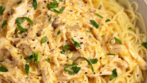 Homemade Creamy and Flavorful Angel Chicken Pasta with Parsley