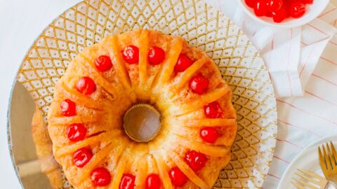 Homemade Pineapple Upside Down Bundt Cake with Cherries