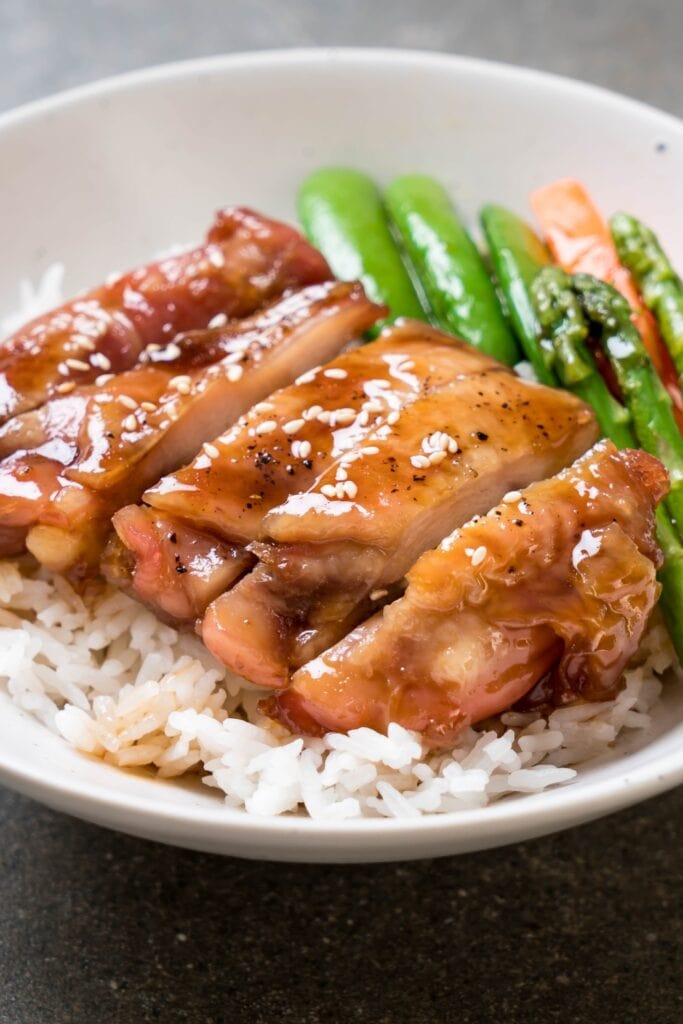 17 Easy Donburi (Japanese Rice Bowl) Recipes featuring Homemade-Teriyaki-Rice-Bowl with Asparagus and Carrots