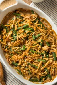 Homemade Thanksgiving Green Bean Casserole with Fried Onions