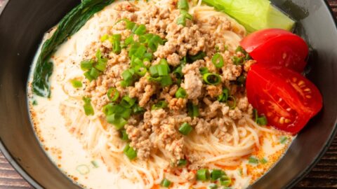 Homemade Warm Somen Noodles with Vegetables