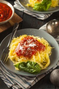 Homemade Cooked Spaghetti Squash with Marinara Sauce
