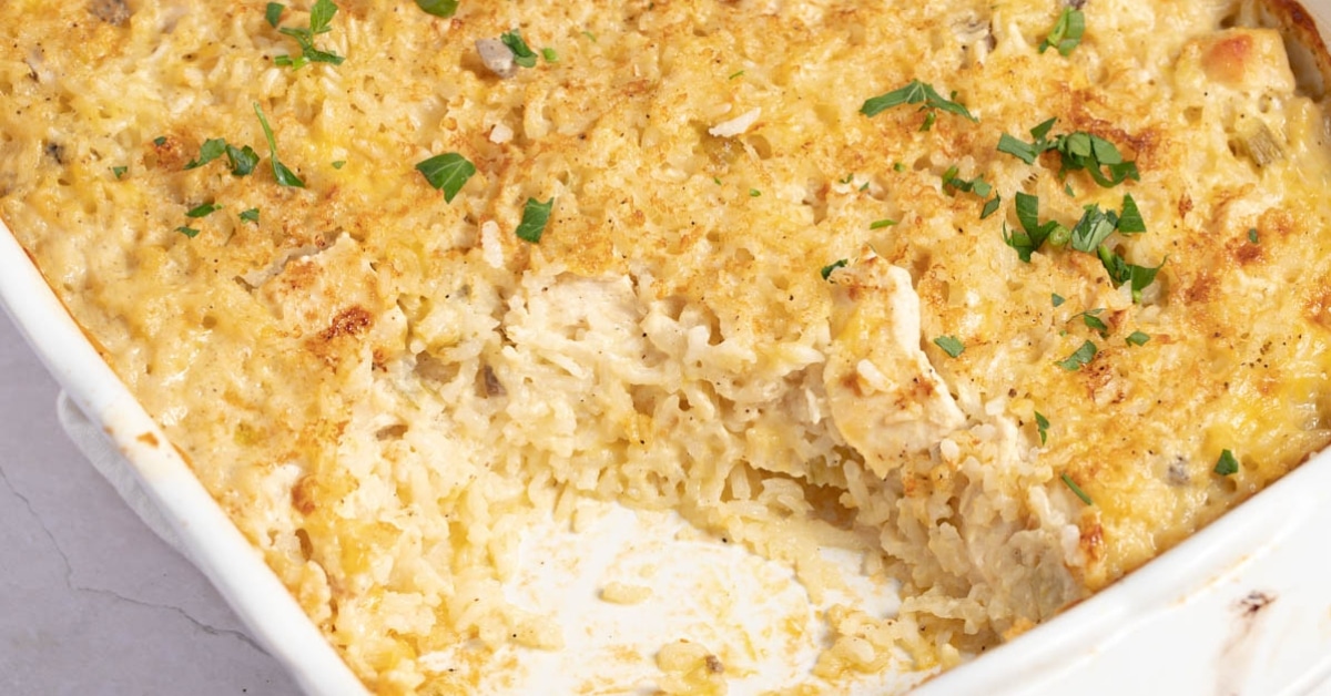 Chicken and Rice Casserole (OldFashioned Recipe) Insanely Good