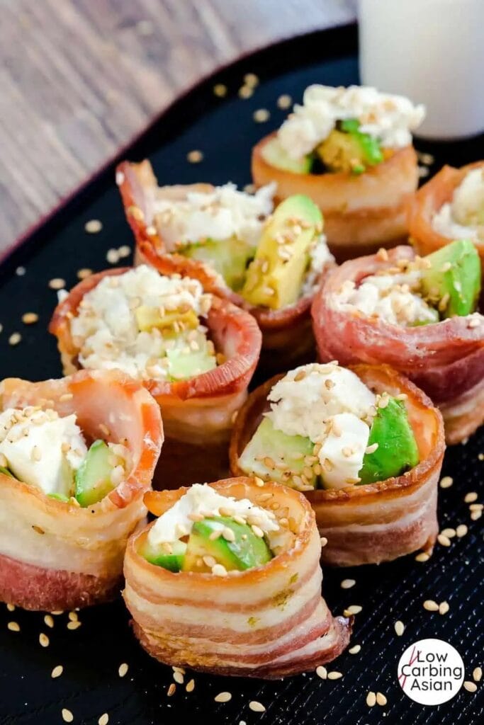 Keto Bacon Wrapped California Roll