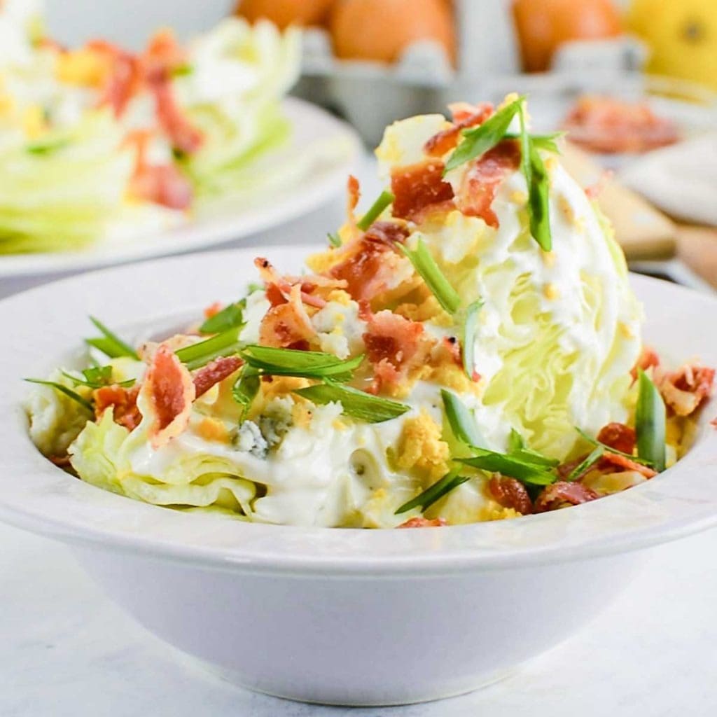 Keto Wedge Salad in a bowl. 