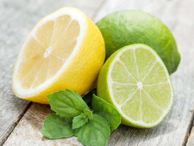 Slice of Lemons and Limes on a Wooden Table