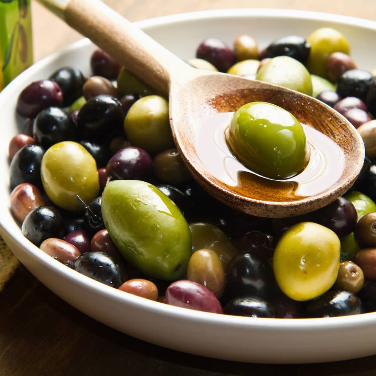 Bowl of Fresh Olives in Oil