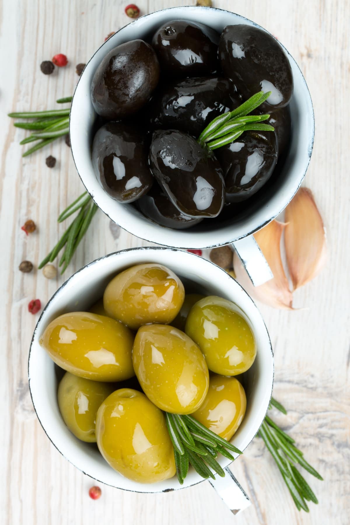 Fresh Black and Green Olives