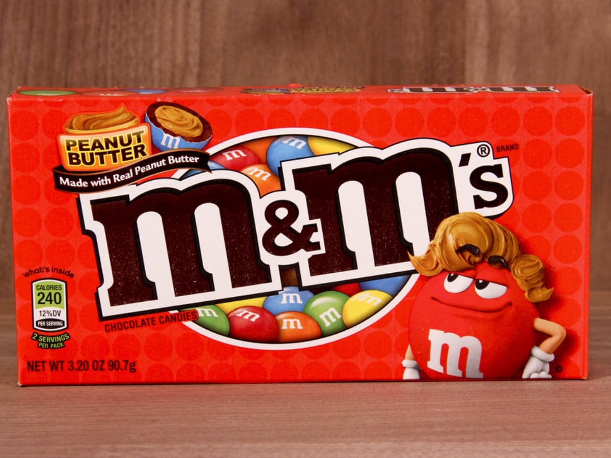 Red Movie Theater-Style Box of Peanut Butter M&Ms