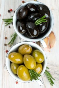 Raw Organic Fresh Green and Black Olives