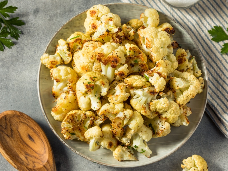 Homemade Roasted White Cauliflower with Salt and Pepper