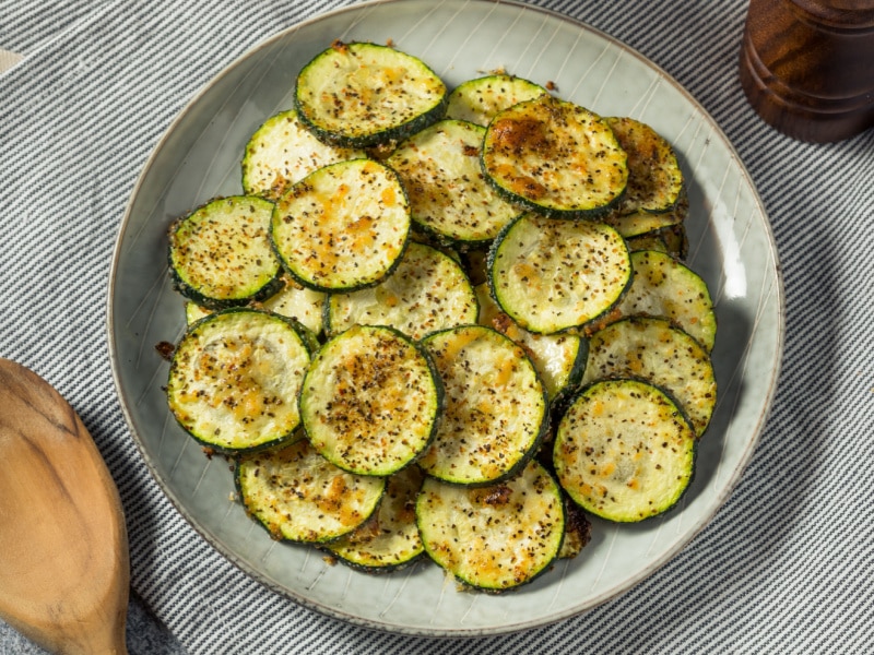 Homemade Roasted Zucchini Slices with Salt and Pepper