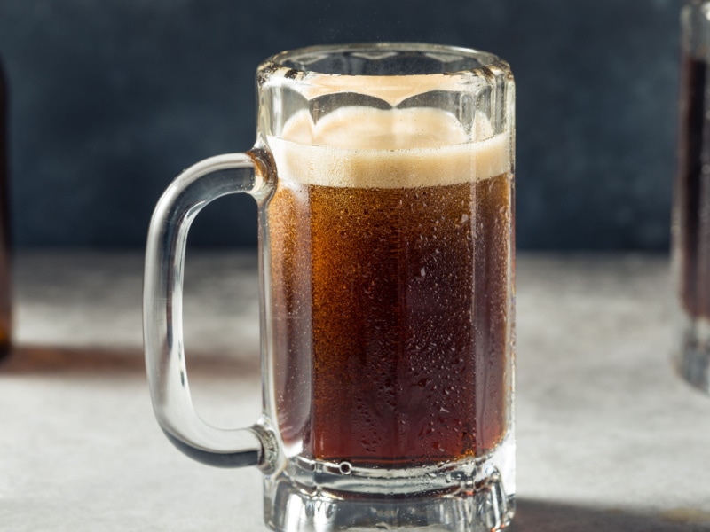 Cold Refreshing Root Beer Soda in a Glass