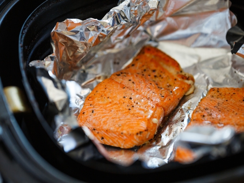 Salmon Wrapped With a Foil Cooked on an Air Fryer
