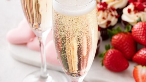 Sparkling Wines or Champagne for Two with Strawberries and Mini Cupcakes