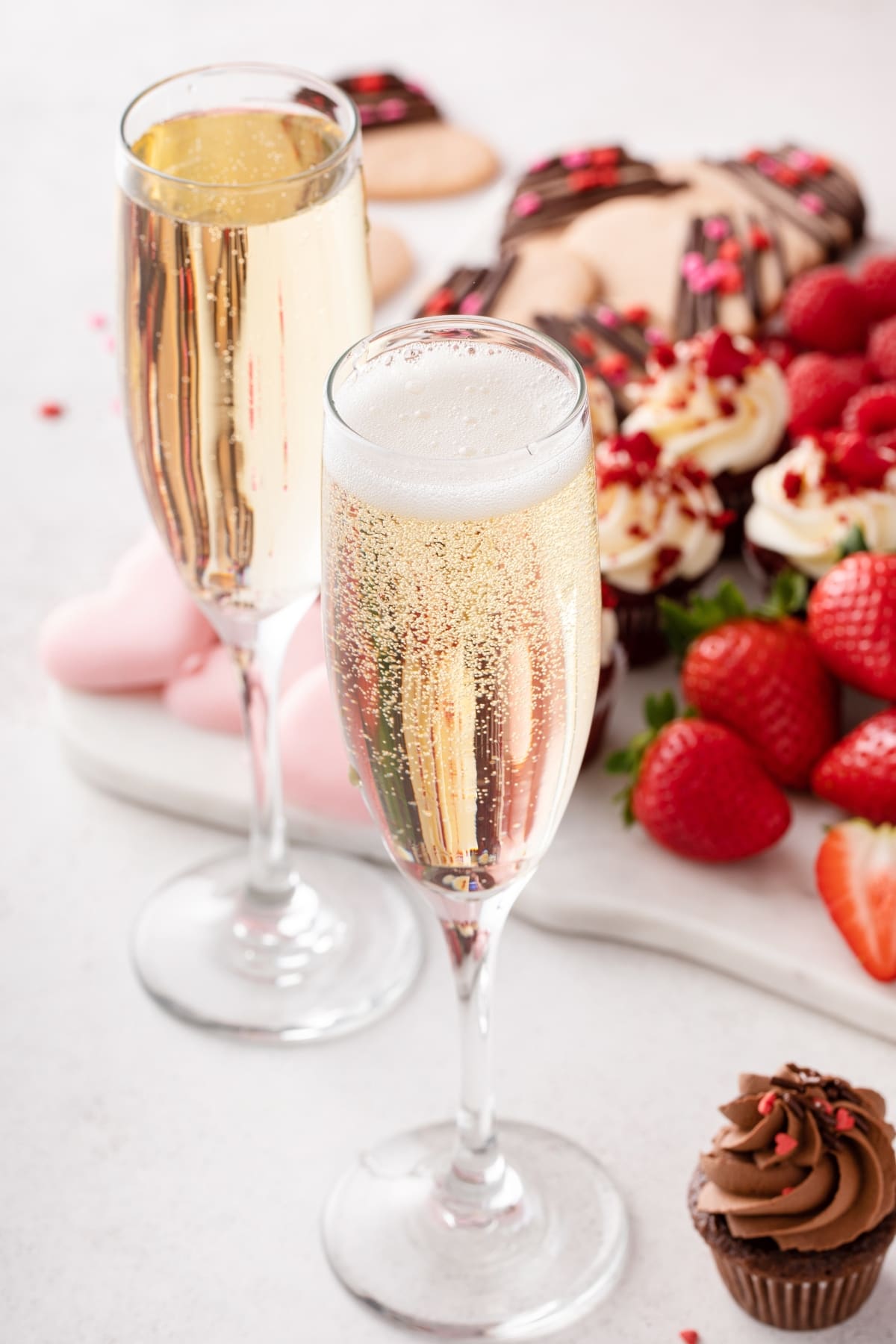 Sparkling Wines or Champagne for Two with Strawberries and Mini Cupcakes