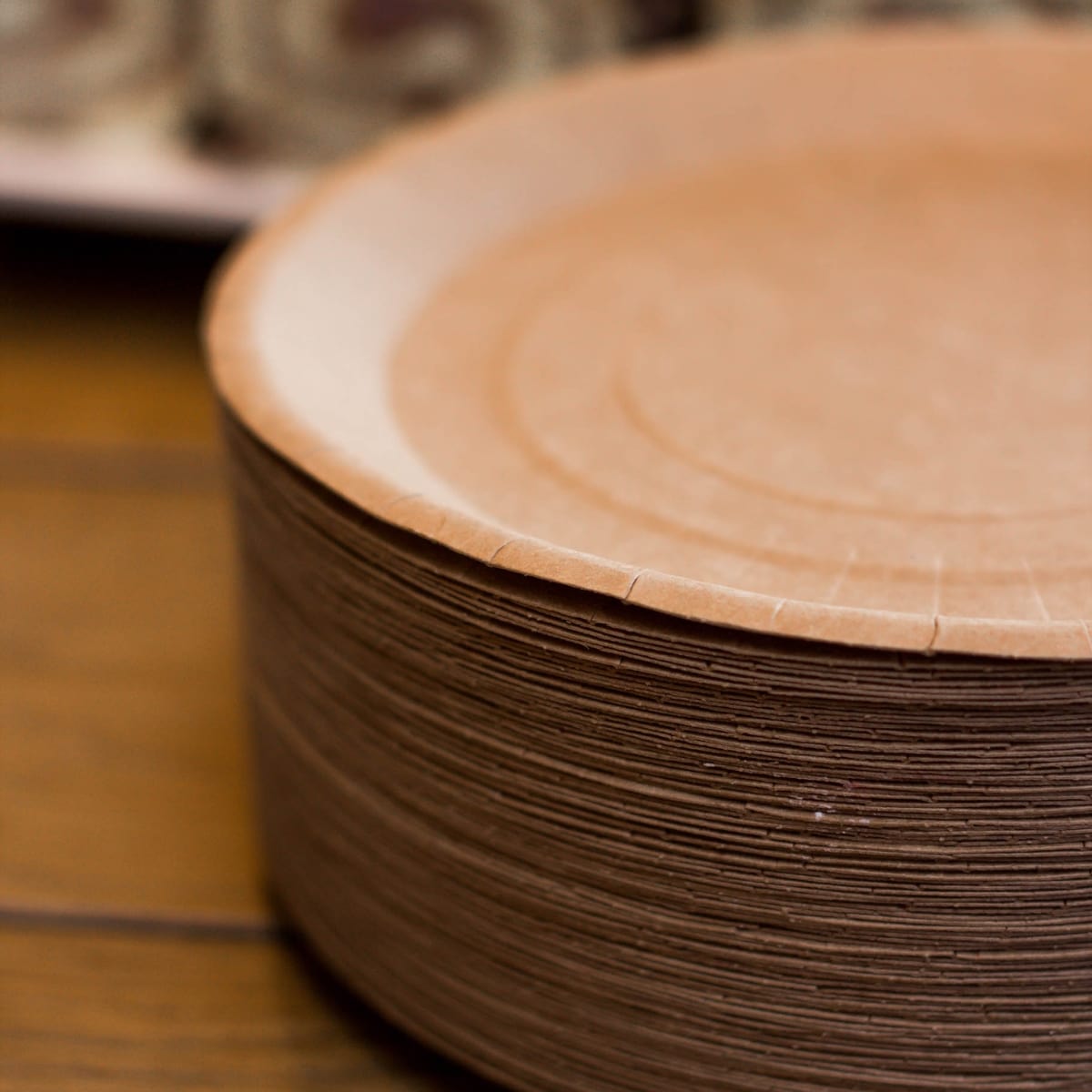 Stack of Brown Paper Plates