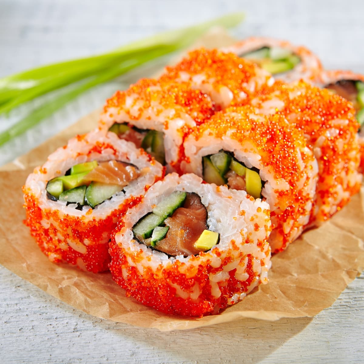 Sushi Coated With Tobiko