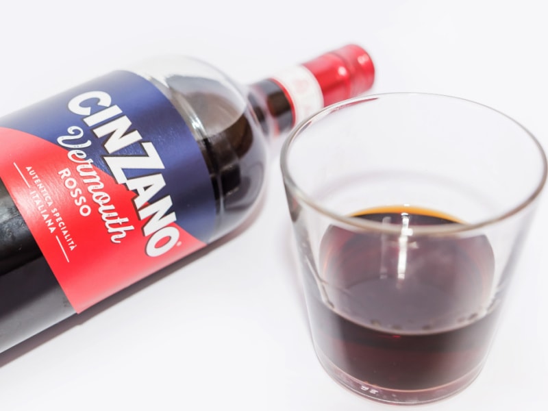A Glass and Bottle of Sweet Vermouth