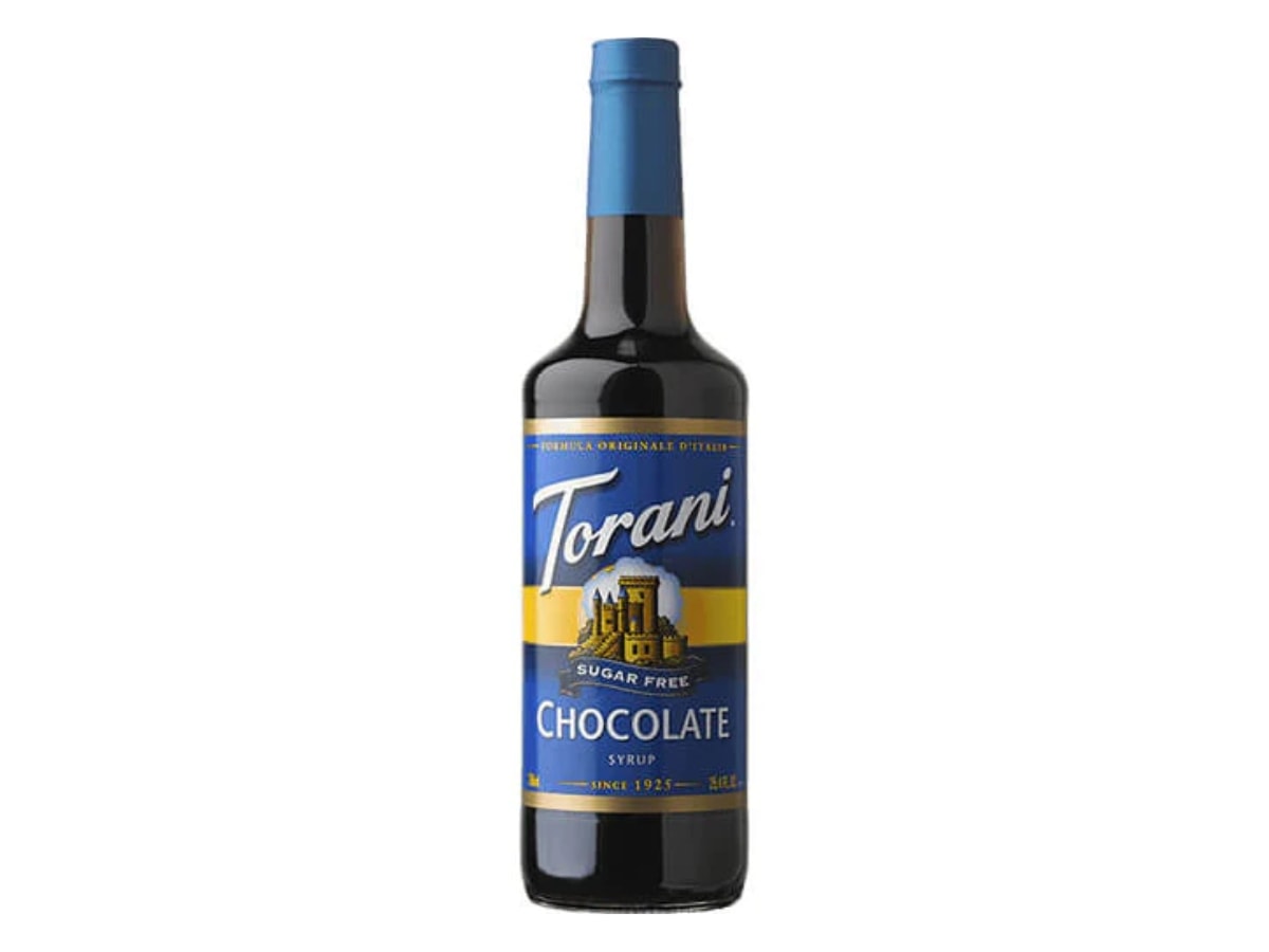Bottle of Torani Sugar-free Chocolate Syrup