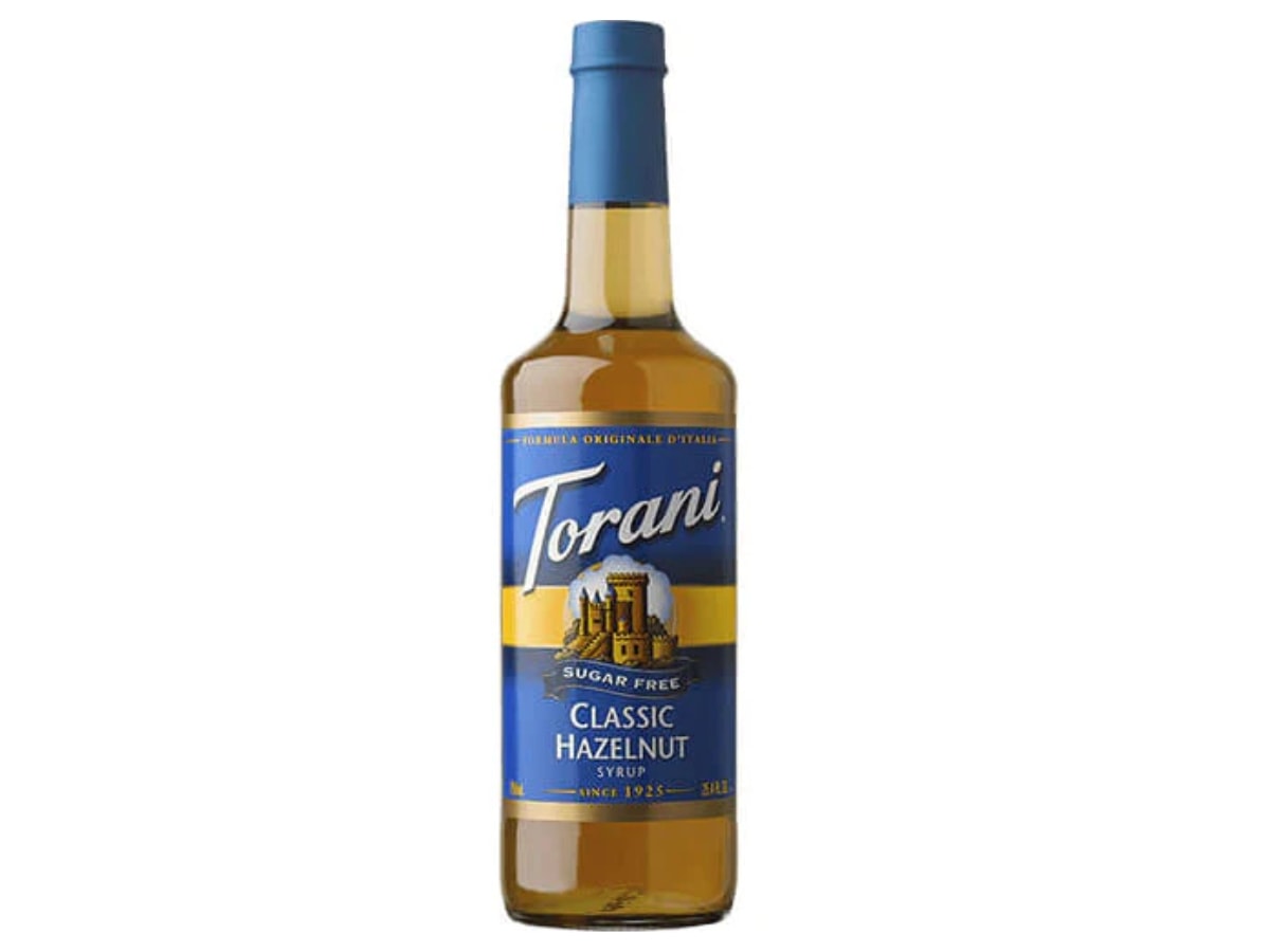 Bottle of Torani Sugar-free Classic Hazelnut Syrup