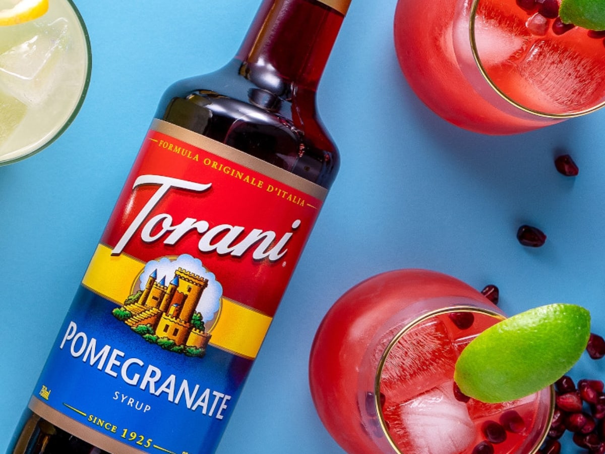Bottle of Torani Pomegranate Syrup