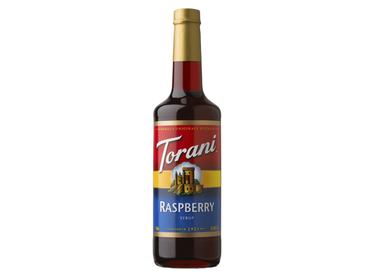 Bottle of Torani Raspberry Syrup