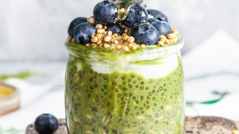 A Jar of Overnight Oats with Blueberries