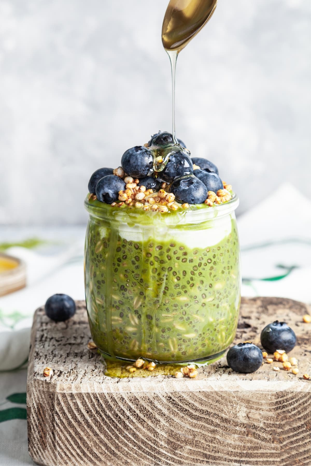 A Jar of Overnight Oats with Blueberries