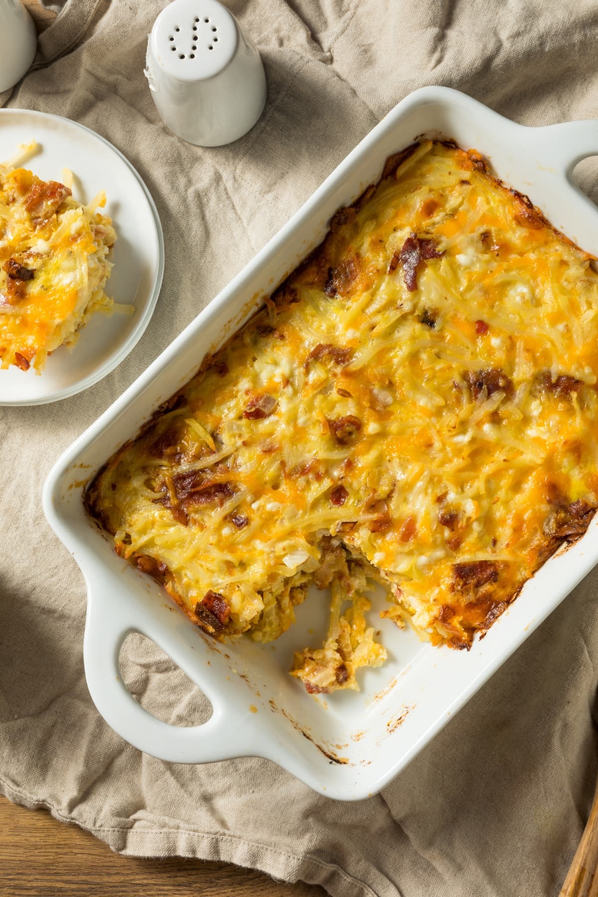 Home Cooked Amish Breakfast Casserole with Bacon and Cheese