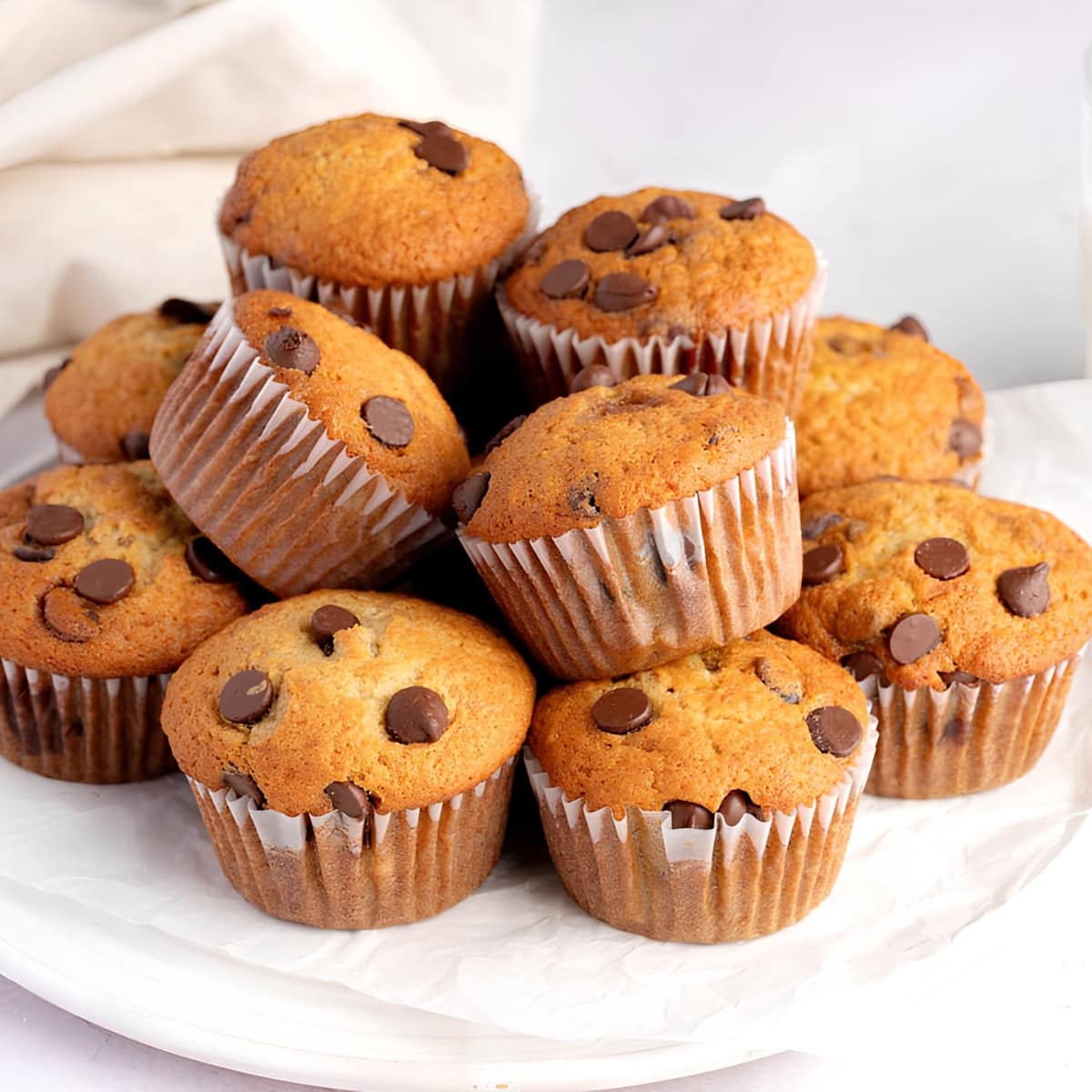 Banana Chocolate Chip Muffins in Plate