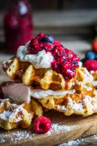 Belgian Waffle with Fresh Berries and Sauce