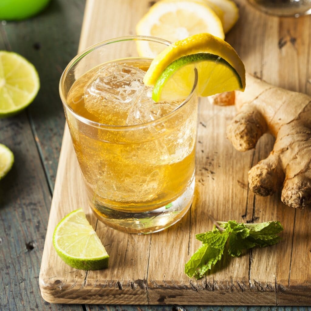 Boozy Refreshing Ginger Ale with Lime